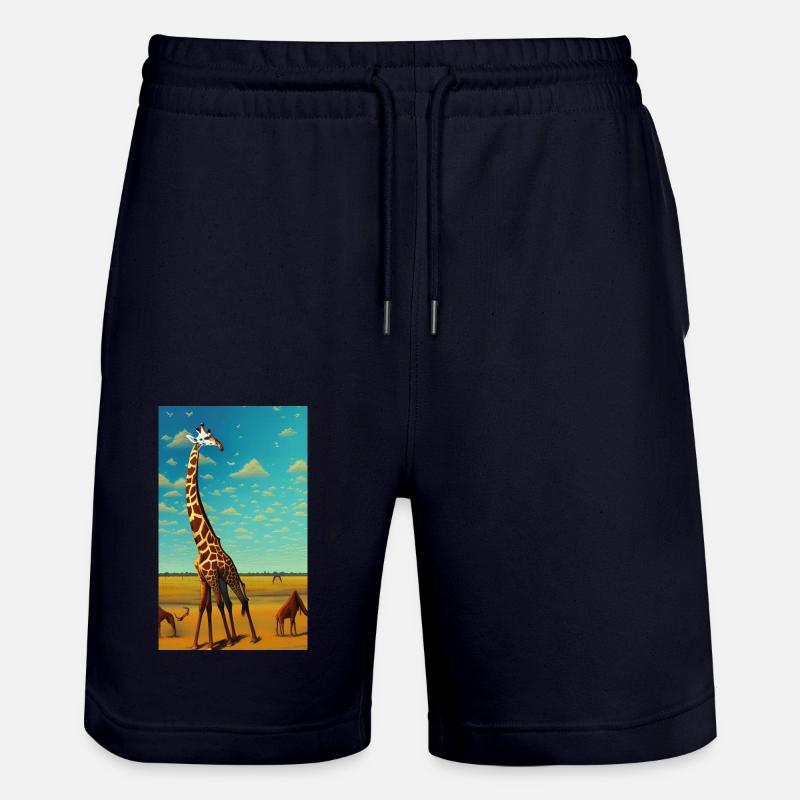 Cool Comic Drawing Giraffe Giraffa - Stanley/Stella Trainer Unisex Organic Jogging Shorts - dark navy