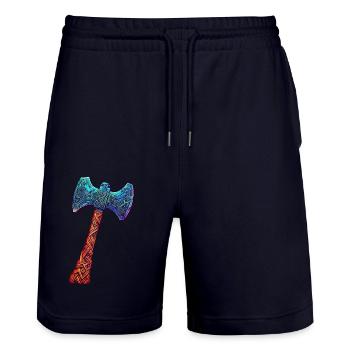 Coole Wikinger-Axt mit Runen verziert - Stanley/Stella Unisex Bio Joggingshorts Trainer  - Dark navy - Vorne - Nik (191cm) & Marisol (170cm)