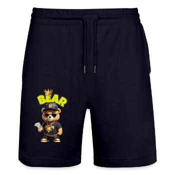 Teddybär mit Geld - Stanley/Stella Unisex Bio Joggingshorts Trainer  - Dark navy - Vorne - Nik (191cm) & Marisol (170cm)