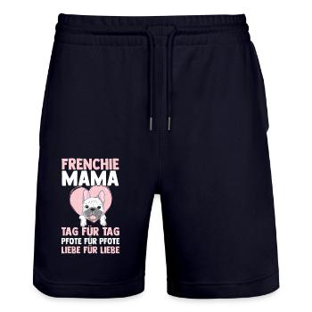 Chien Maman Frenchie Bouledogue Français Maîtresse - Short de jogging bio TRAINER Stanley/Stella unisexe - marine foncé - Devant - Nik (191cm) & Marisol (170cm)