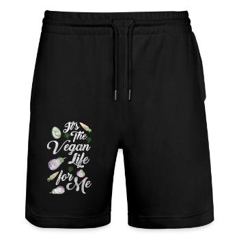 Nutrition Healthy Nature Veggie - Short de jogging bio TRAINER Stanley/Stella unisexe - noir - Devant - Nik (191cm) & Marisol (170cm)