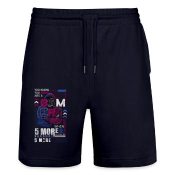 Gaming Nerd Gamepad Controller - Stanley/Stella Trainer Unisex Organic Jogging Shorts - dark navy - Front - Nik (191cm) & Marisol (170cm)
