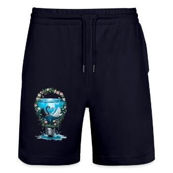 Eleganter Schwan für Schwan Fan - Stanley/Stella Unisex Bio Joggingshorts Trainer  - Dark navy - Vorne - Nik (191cm) & Marisol (170cm)