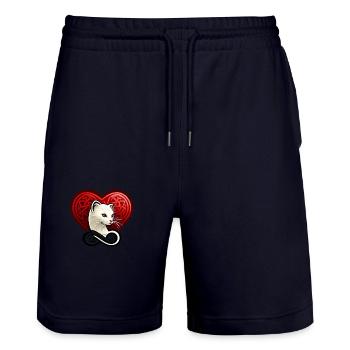Coeur hermine charmante de bretagne - Short de jogging bio TRAINER Stanley/Stella unisexe - marine foncé - Devant - Nik (191cm) & Marisol (170cm)