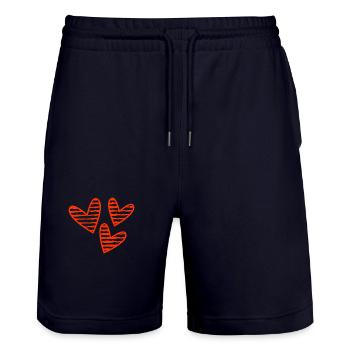 LOVE. COUPLE. JUST MARRIED. Bachelorette party. VALENTINE'S DAY. - Stanley/Stella Trainer Unisex Organic Jogging Shorts - dark navy - Front - Nik (191cm) & Marisol (170cm)