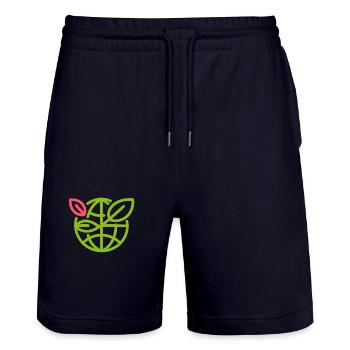 Green Thinking - Stanley/Stella Trainer Unisex Organic Jogging Shorts - dark navy - Front - Nik (191cm) & Marisol (170cm)