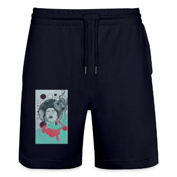 African Girl - Stanley/Stella Unisex Bio Joggingshorts Trainer  - Dark navy - Vorne - Nik (191cm) & Marisol (170cm)