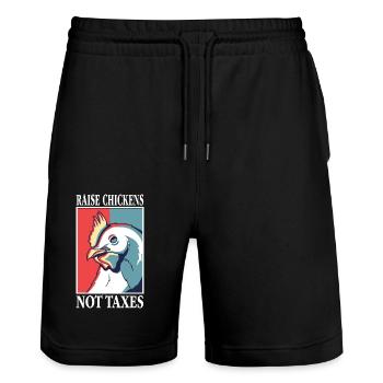 Libertarian Raise Chickens Not Taxes Ranch - Stanley/Stella Trainer Unisex Organic Jogging Shorts - black - Front - Nik (191cm) & Marisol (170cm)
