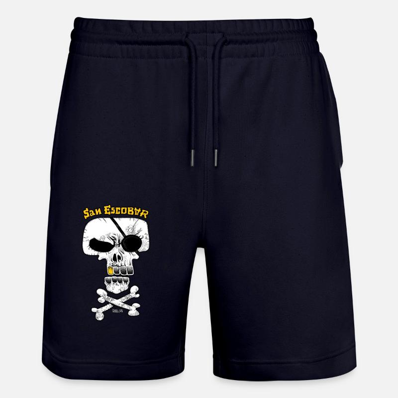 SAN ESCOBAR - Drapeau pirate / Crâne - Short de jogging bio TRAINER Stanley/Stella unisexe - marine foncé
