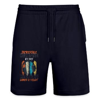 Zocker Spieler Streaming - Stanley/Stella Unisex Bio Joggingshorts Trainer  - Dark navy - Vorne - Nik (191cm) & Marisol (170cm)