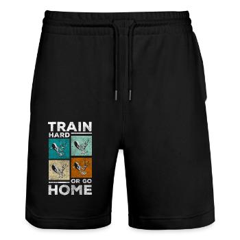 Training Athletic Sweating Fitness Trainers - Stanley/Stella Trainer Unisex Organic Jogging Shorts - black - Front - Nik (191cm) & Marisol (170cm)
