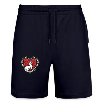 Kurioses Hermelinherz aus der Bretagne - Stanley/Stella Unisex Bio Joggingshorts Trainer  - Dark navy - Vorne - Nik (191cm) & Marisol (170cm)