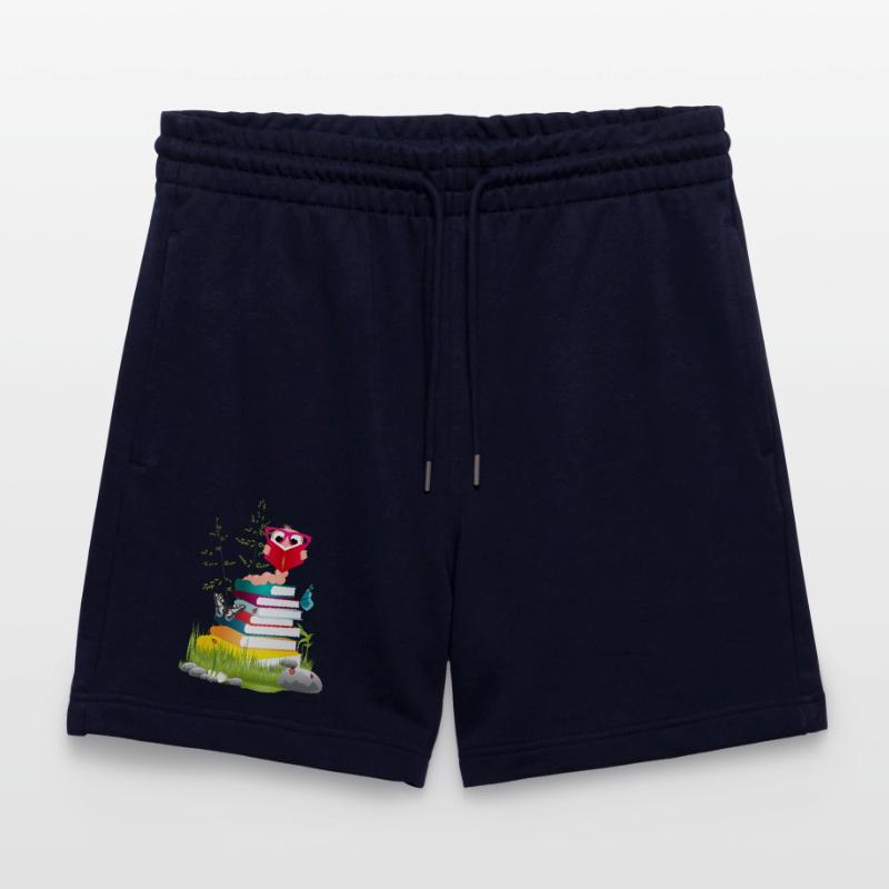 Knowledge-thirsty bookworm while reading a book Stanley/Stella Trainer Unisex Organic Jogging Shorts
