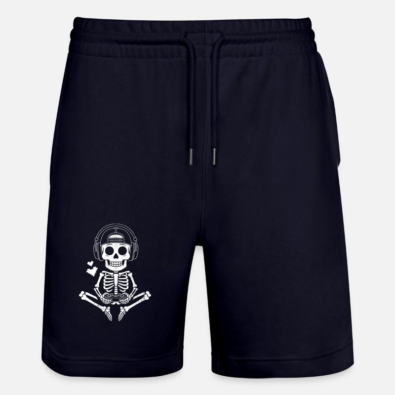 Skull DJ mit Kopfhörer Design - Stanley/Stella Unisex Bio Joggingshorts Trainer - Dark navy