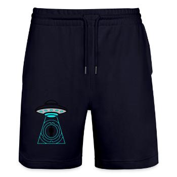 UFO Abduction Beam Me Up Vector - Stanley/Stella Trainer Unisex Organic Jogging Shorts - dark navy - Front - Nik (191cm) & Marisol (170cm)