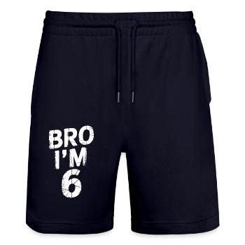 Bro, ich bin 6 – Coole Geburtstags-Design - Stanley/Stella Unisex Bio Joggingshorts Trainer  - Dark navy - Vorne - Nik (191cm) & Marisol (170cm)