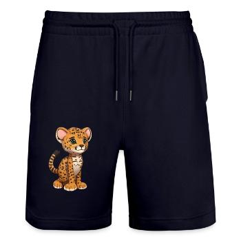 Guépard totalement mignon - Short de jogging bio TRAINER Stanley/Stella unisexe - marine foncé - Devant - Nik (191cm) & Marisol (170cm)