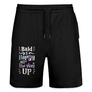 Glatze Glatzkopf Platte Männerproblem - Stanley/Stella Unisex Bio Joggingshorts Trainer  - Schwarz - Vorne - Nik (191cm) & Marisol (170cm)