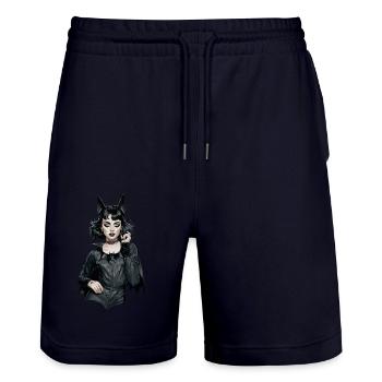 Retro Style Bat-themed Gothic für Gothik Fans - Stanley/Stella Unisex Bio Joggingshorts Trainer  - Dark navy - Vorne - Nik (191cm) & Marisol (170cm)