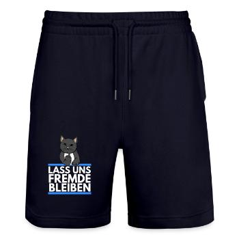 Hater Katze - Lass uns Fremde bleiben - Stanley/Stella Unisex Bio Joggingshorts Trainer  - Dark navy - Vorne - Nik (191cm) & Marisol (170cm)
