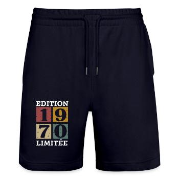 Limited edition 1970 born in 1970 - Stanley/Stella Trainer Unisex Organic Jogging Shorts - dark navy - Front - Nik (191cm) & Marisol (170cm)
