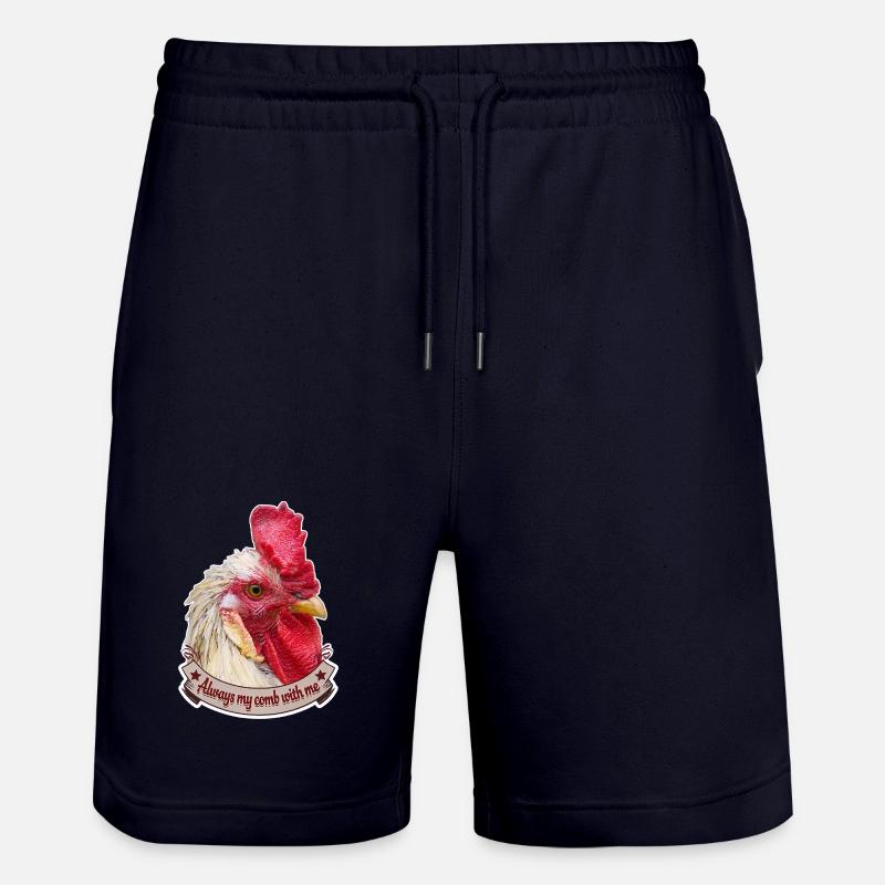 Kamm Hahnendesign prächtiger Hahn Hühner - Stanley/Stella Unisex Bio Joggingshorts Trainer  - Dark navy