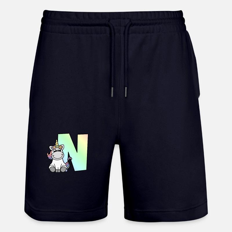 Einhorn Buchstabe N - Stanley/Stella Unisex Bio Joggingshorts Trainer  - Dark navy
