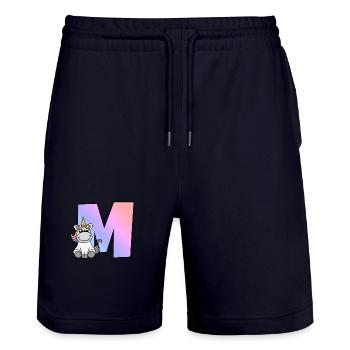 Einhorn Buchstabe M - Stanley/Stella Unisex Bio Joggingshorts Trainer  - Dark navy - Vorne - Nik (191cm) & Marisol (170cm)
