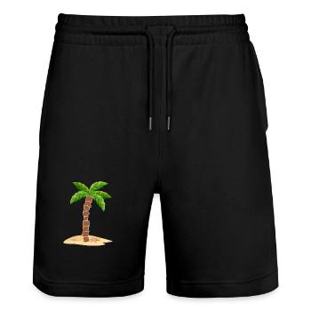 Happiness with palm tree - Smile on your face - Stanley/Stella Trainer Unisex Organic Jogging Shorts - black - Front - Nik (191cm) & Marisol (170cm)