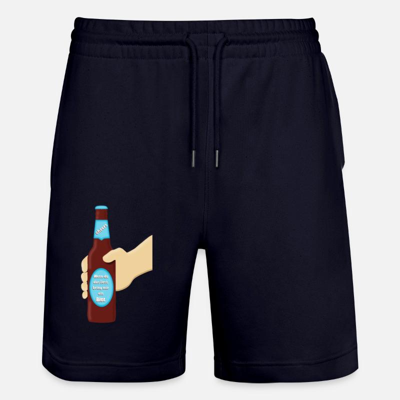 Bierflasche mit Hand - Stanley/Stella Unisex Bio Joggingshorts Trainer  - Dark navy