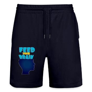 Feed your brain - füttere Dein Gehirn - Stanley/Stella Unisex Bio Joggingshorts Trainer  - Dark navy - Vorne - Nik (191cm) & Marisol (170cm)