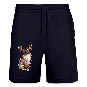 Christmas Birman Cat - Lustige Rentier Xmas Kitty - Stanley/Stella Unisex Bio Joggingshorts Trainer  - Dark navy - Vorne - Nik (191cm) & Marisol (170cm)