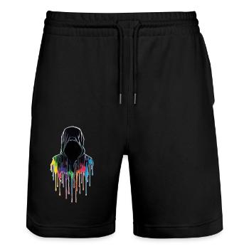 Coloured hoodie - Stanley/Stella Unisex Bio Joggingshorts Trainer  - Schwarz - Vorne - Nik (191cm) & Marisol (170cm)