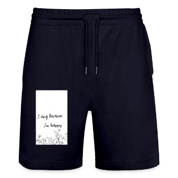 Ich singe, weil ich glücklich bin - Stanley/Stella Unisex Bio Joggingshorts Trainer  - Dark navy - Vorne - Nik (191cm) & Marisol (170cm)
