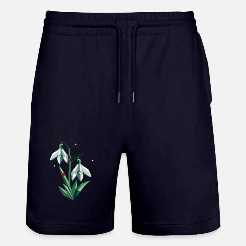 Zwei Schneeglöckchen mit Marienkäfern - Stanley/Stella Unisex Bio Joggingshorts Trainer - Dark navy