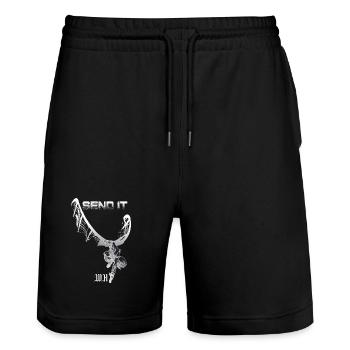 Send It Skelettdrache Grunge - Stanley/Stella Unisex Bio Joggingshorts Trainer  - Schwarz - Vorne - Nik (191cm) & Marisol (170cm)