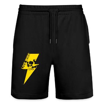 Live Wire Skull Yellow - Stanley/Stella Trainer Unisex Organic Jogging Shorts - black - Front - Nik (191cm) & Marisol (170cm)