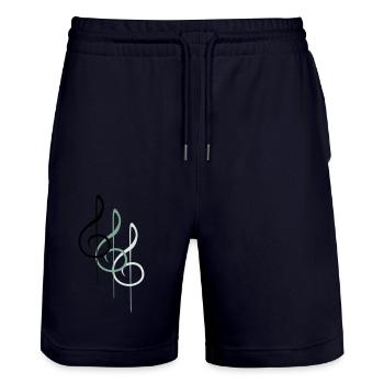 Musik Notenschlüssel Note Melodie Musiknote Sound - Stanley/Stella Unisex Bio Joggingshorts Trainer  - Dark navy - Vorne - Nik (191cm) & Marisol (170cm)