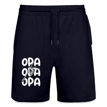 Angler Opa Großvater Angeln - Stanley/Stella Unisex Bio Joggingshorts Trainer  - Dark navy - Vorne - Nik (191cm) & Marisol (170cm)