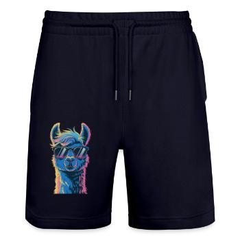 Alpaca Llama - Stanley/Stella Trainer Unisex Organic Jogging Shorts - dark navy - Front - Nik (191cm) & Marisol (170cm)