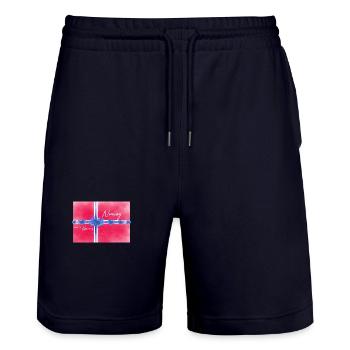 Norway Norway flag I love Norway norge - Stanley/Stella Trainer Unisex Organic Jogging Shorts - dark navy - Front - Nik (191cm) & Marisol (170cm)