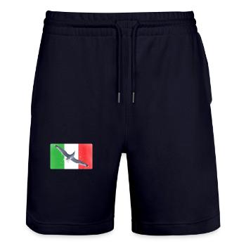 Italy Flag Italy Love Seagull - Stanley/Stella Trainer Unisex Organic Jogging Shorts - dark navy - Front - Nik (191cm) & Marisol (170cm)