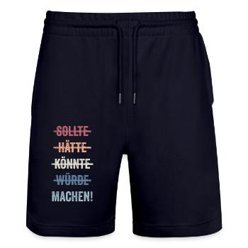 Sonniger Tag am Strand - Stanley/Stella Unisex Bio Joggingshorts Trainer  - Dark navy - Vorne - Nik (191cm) & Marisol (170cm)