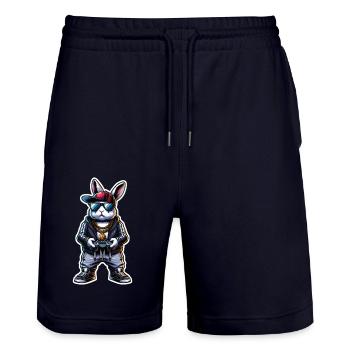 Cool Gamer Bunny avec manette et lunettes de soleil - Short de jogging bio TRAINER Stanley/Stella unisexe - marine foncé - Devant - Nik (191cm) & Marisol (170cm)