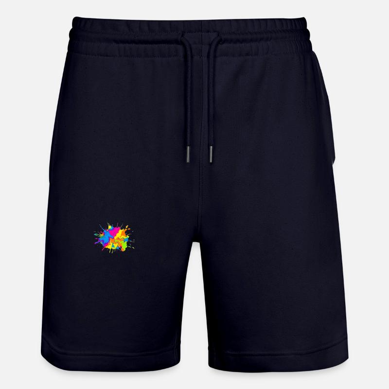 Regenbogenfarbe-Spritzexplosion - Stanley/Stella Unisex Bio Joggingshorts Trainer - Dark navy