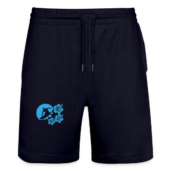 Surfer - Stanley/Stella Trainer Unisex Organic Jogging Shorts - dark navy - Front - Nik (191cm) & Marisol (170cm)