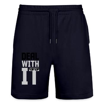 Meme Deal with it - Stanley/Stella Unisex Bio Joggingshorts Trainer  - Dark navy - Vorne - Nik (191cm) & Marisol (170cm)