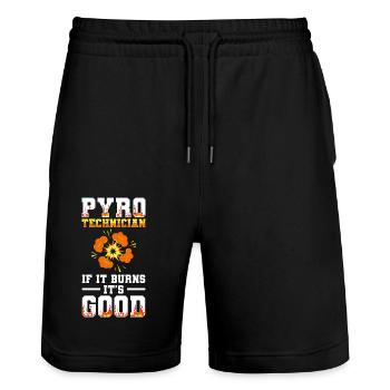 Stade Pyro des Ultras du Nouvel An - Short de jogging bio TRAINER Stanley/Stella unisexe - noir - Devant - Nik (191cm) & Marisol (170cm)