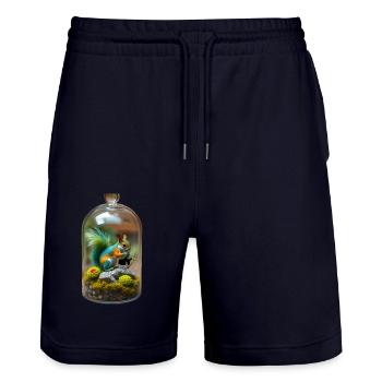 Eichhörnchen im Glas - Stanley/Stella Unisex Bio Joggingshorts Trainer  - Dark navy - Vorne - Nik (191cm) & Marisol (170cm)