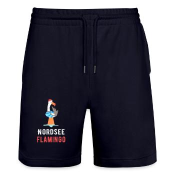 Nordsee Flamingo Moin Möwe - Stanley/Stella Unisex Bio Joggingshorts Trainer  - Dark navy - Vorne - Nik (191cm) & Marisol (170cm)